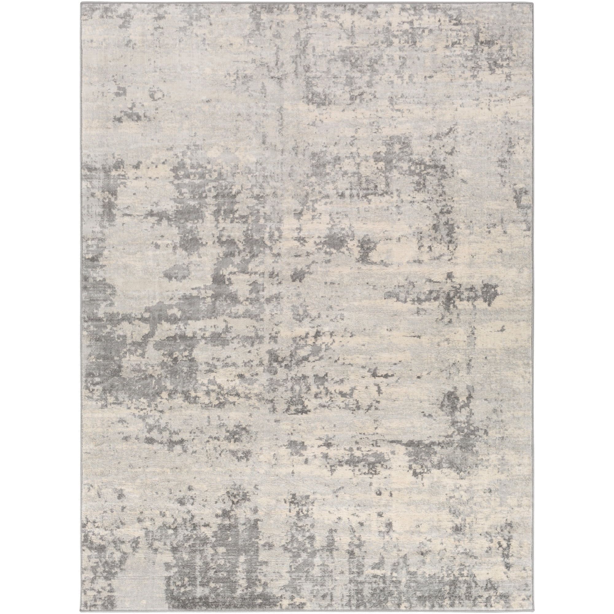 Monaco Silver and Grey Abstract Area Rug, 8'10" x 12'4"