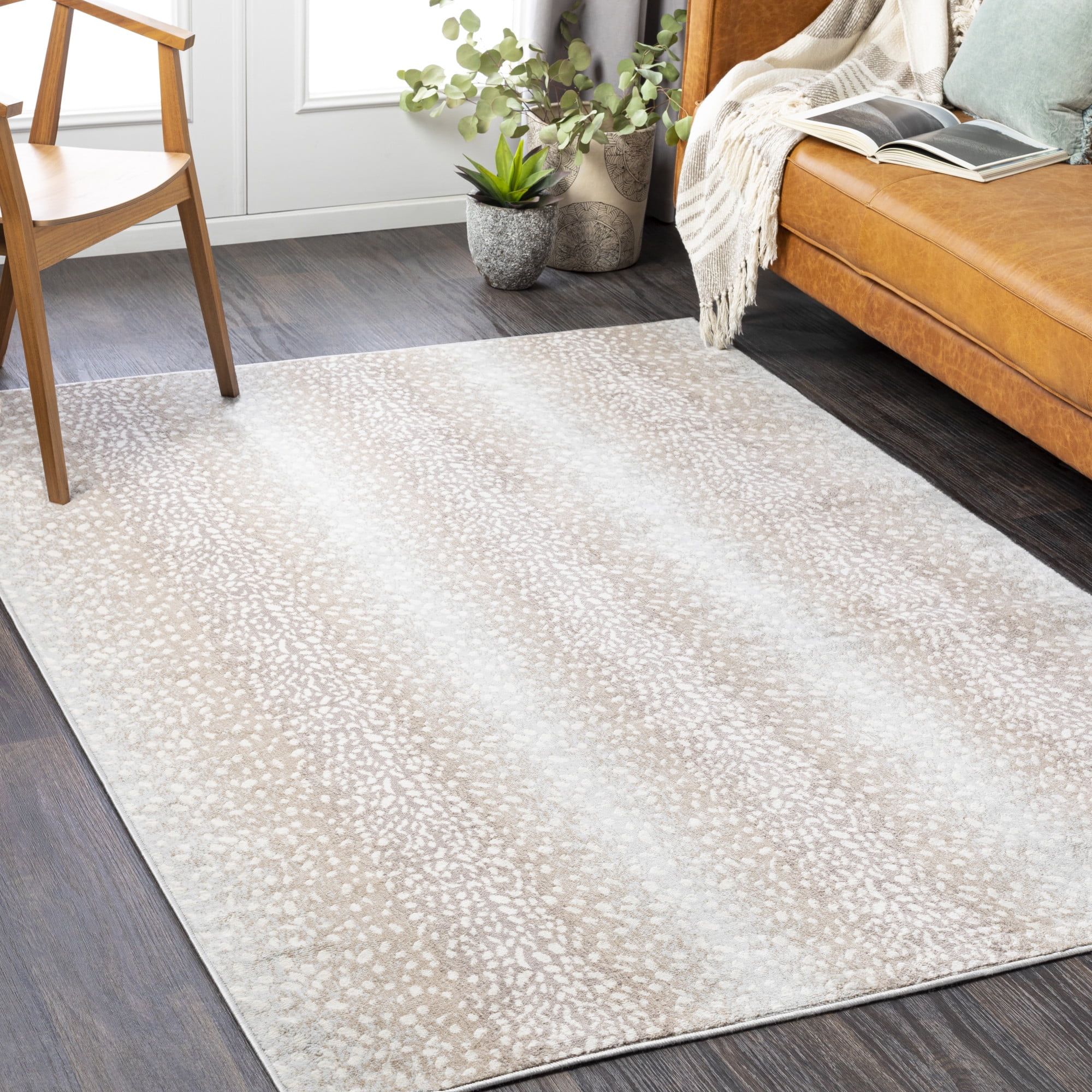 Camel and Light Gray Antelope Print 9' x 12' Area Rug