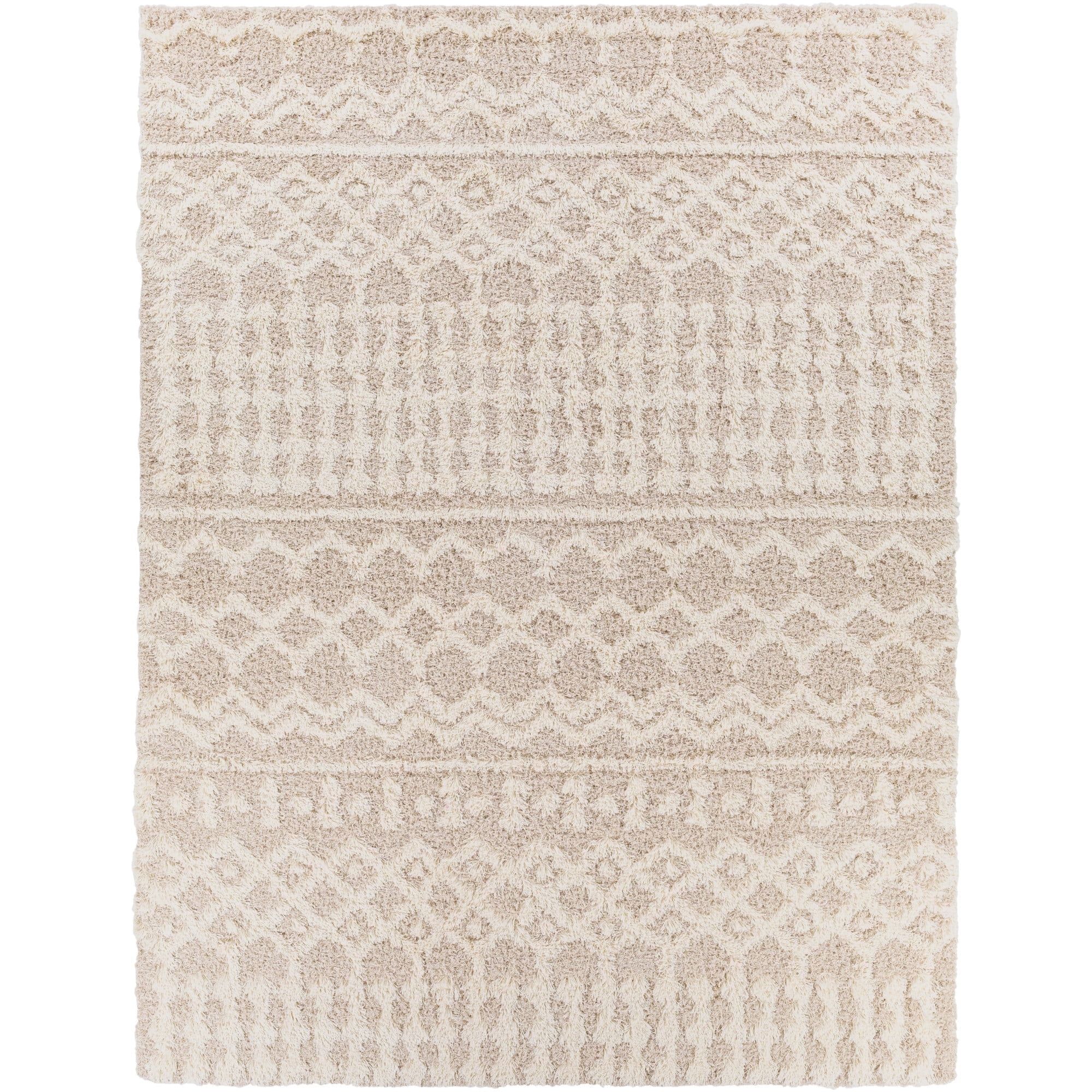 Beige Moroccan Shag 8' x 10' Synthetic Area Rug