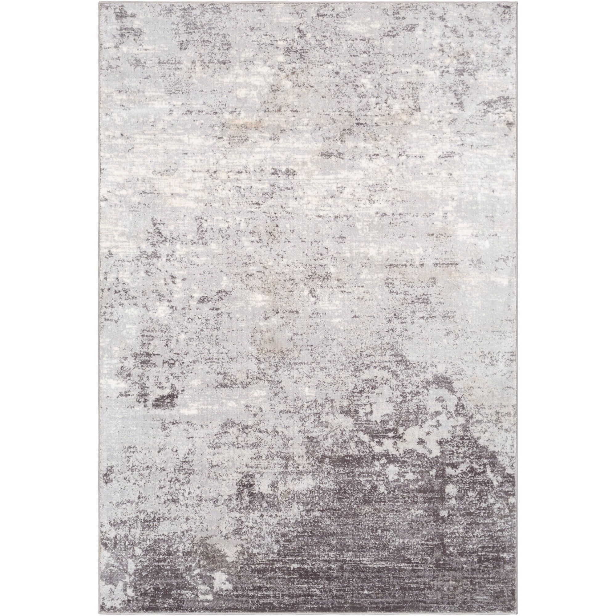 Livabliss Silver Gray Abstract Polyester Area Rug, 5'3" x 7'3"