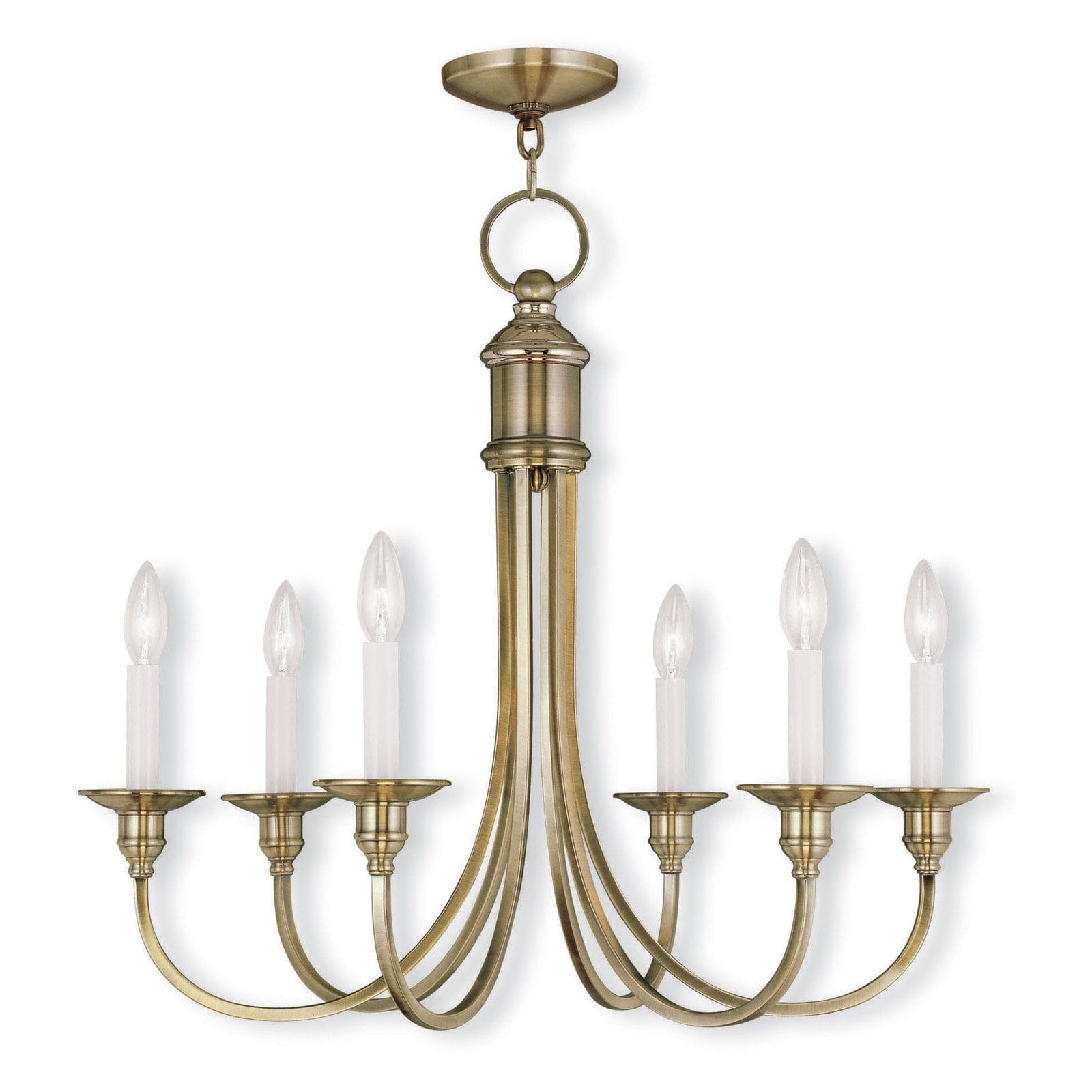 Antique Brass 6-Light Candle Chandelier