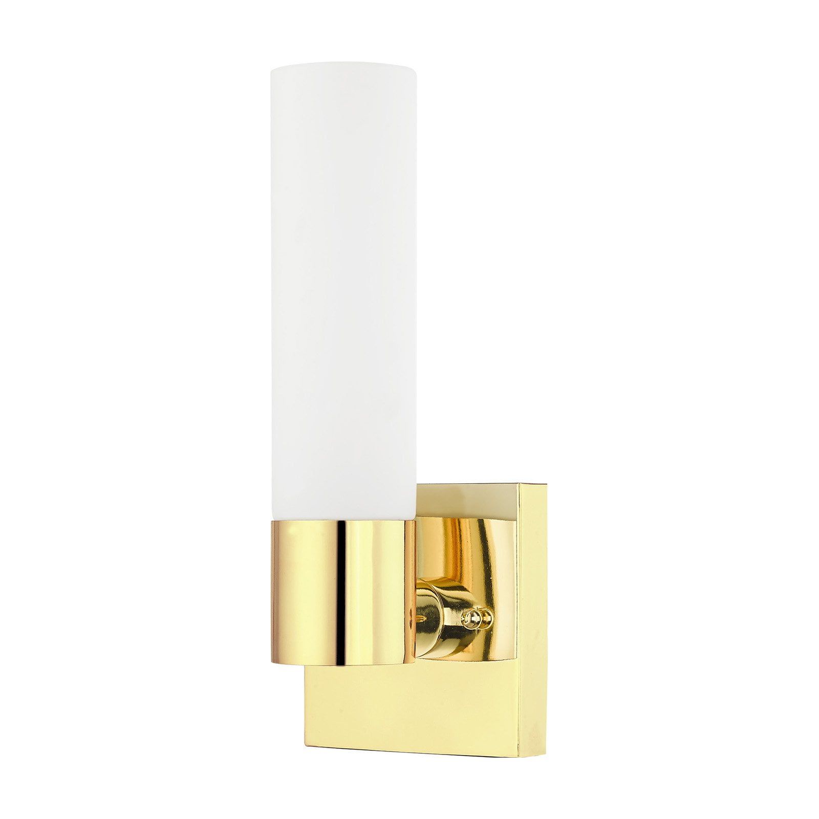 Polished Brass and Opal Glass Wall Sconce