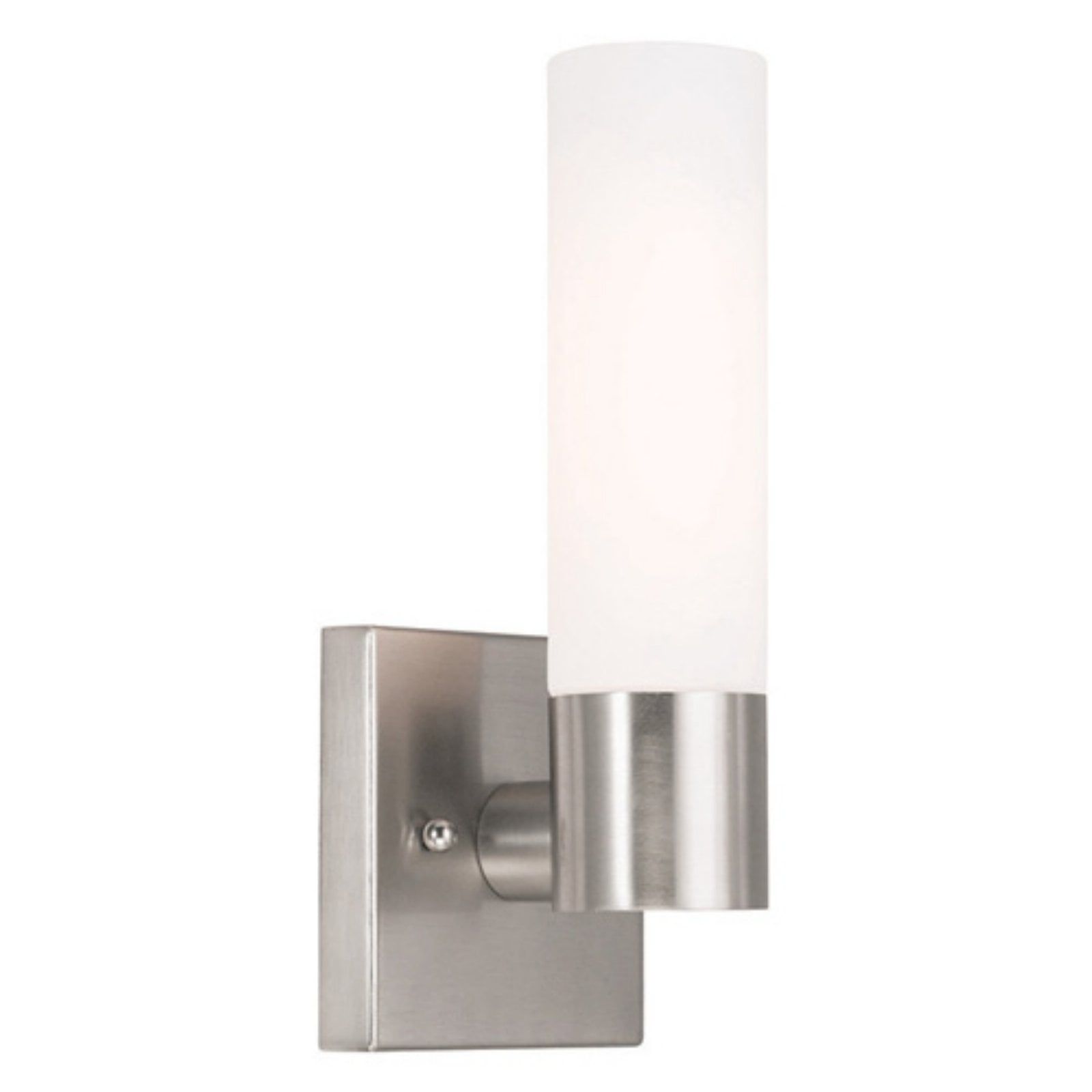 Brushed Nickel 11" Chrome Sconce with Etched Opal Glass