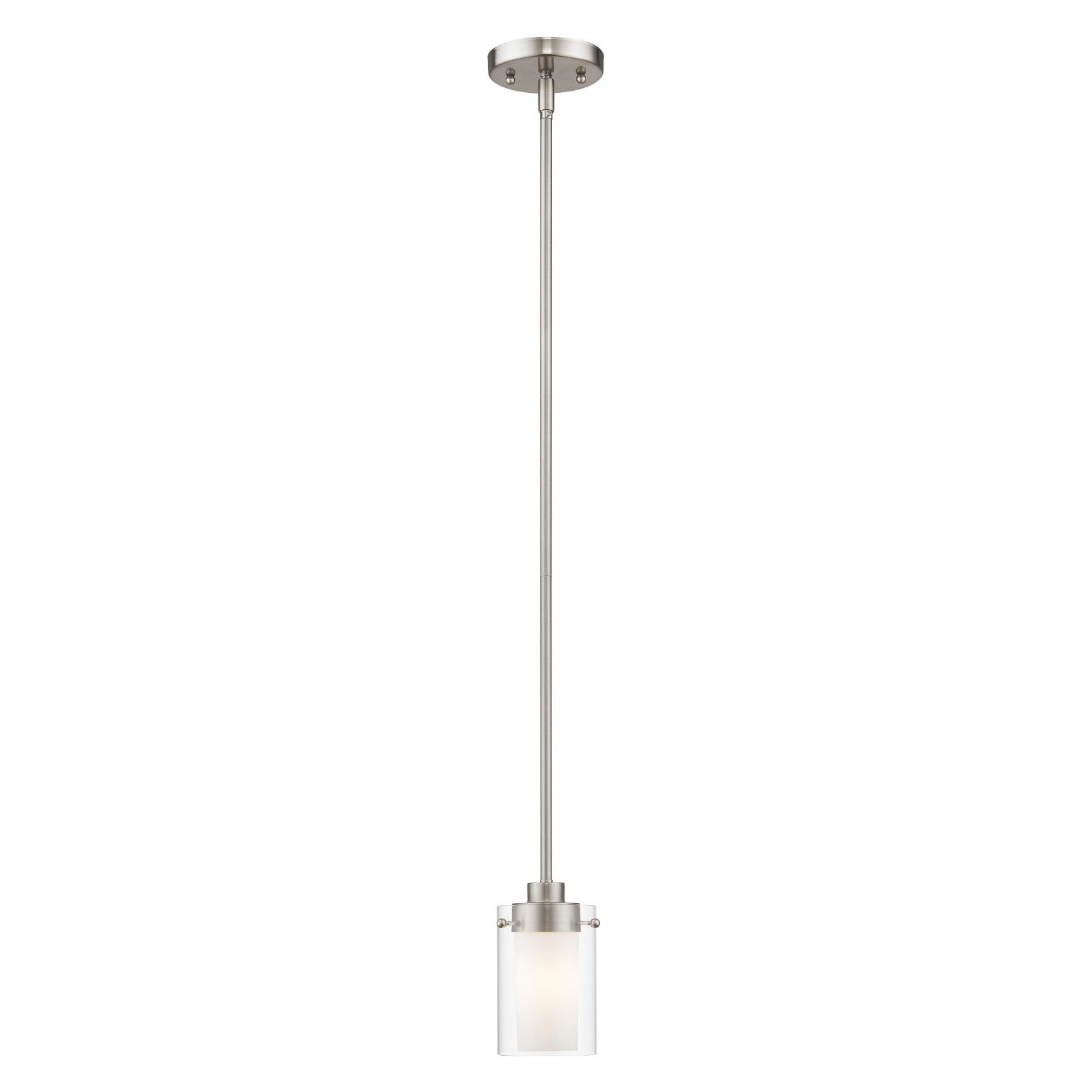 Brushed Nickel Mini Pendant with Clear and Opal Glass Shades