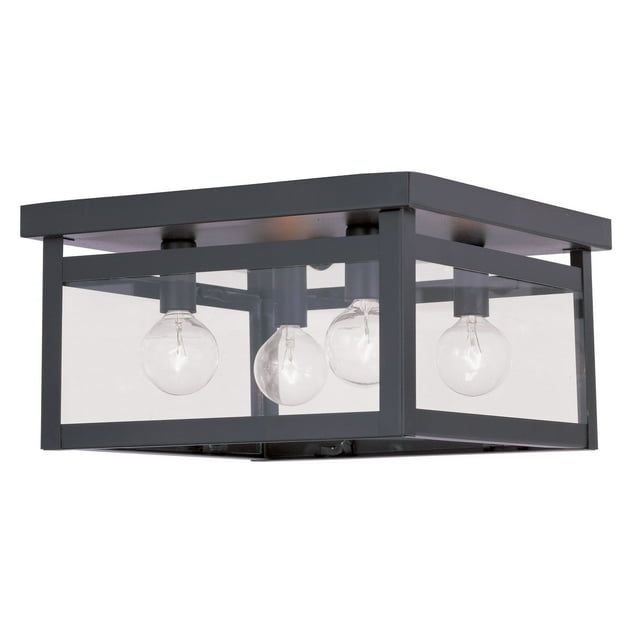Milford Bronze and Glass 4-Light Ceiling Mount