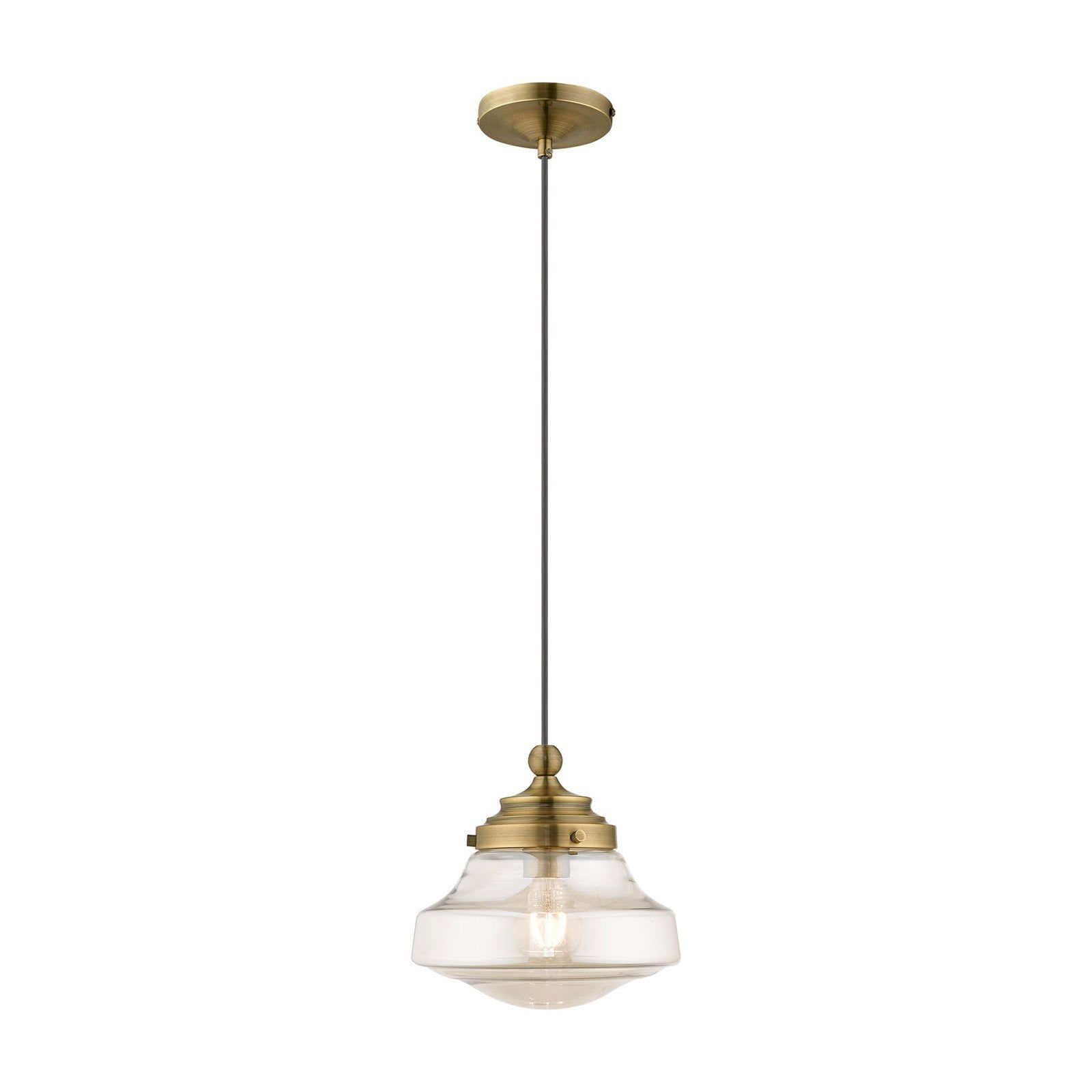 Antique Brass Mini Pendant with Champagne Glass Shade