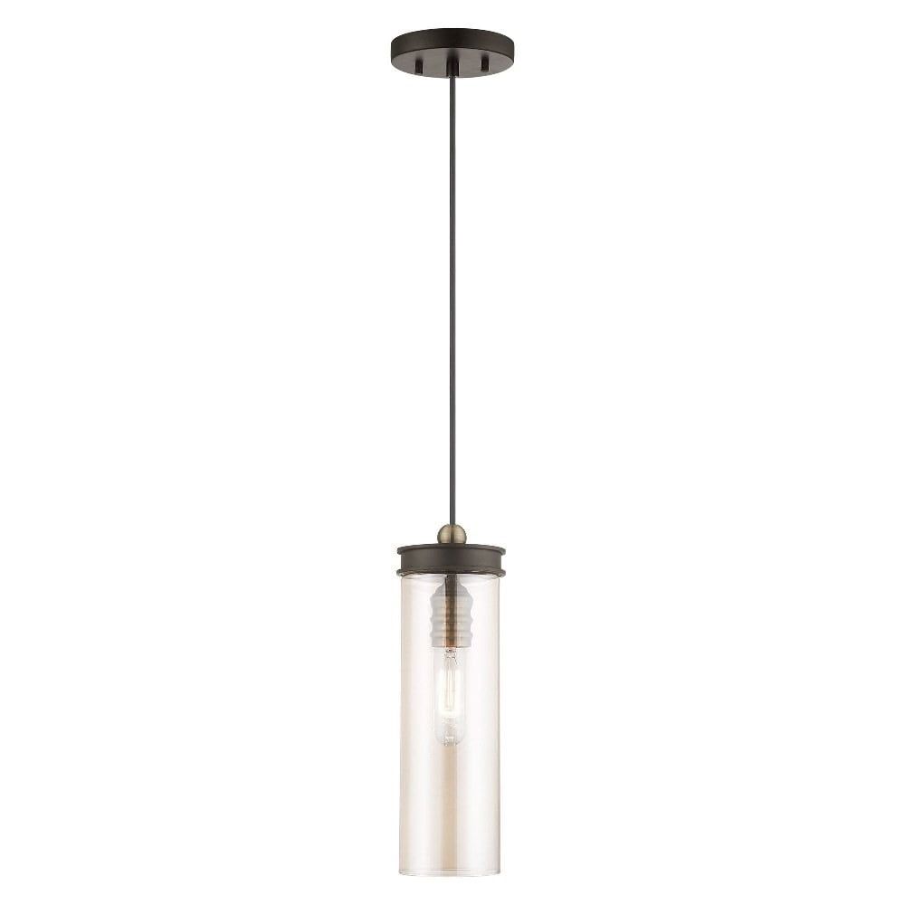 Bronze and Champagne Glass Mini Pendant Light with LED