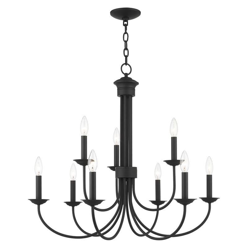 Estate 9-Light Black Crystal Chandelier with Candelabra Base