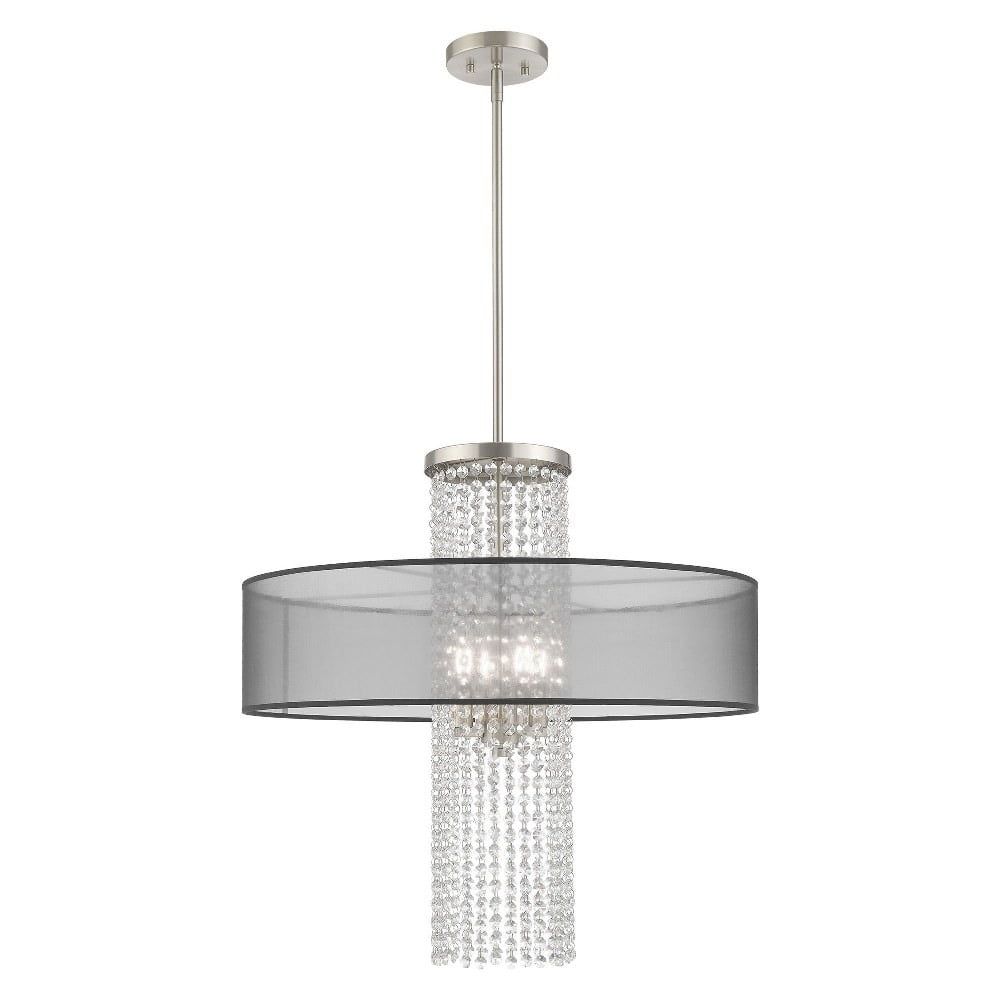 Bella Vista Brushed Nickel 4-Light Crystal Drum Chandelier