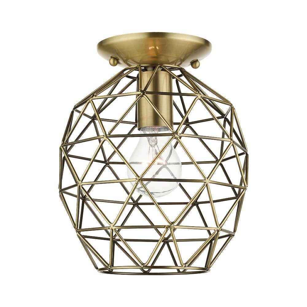 Geometrix Antique Brass 8" LED Indoor/Outdoor Flush Mount