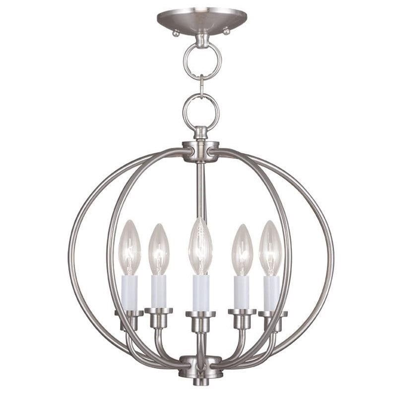 Mini Nickel Round Steel Candle Chandelier Light