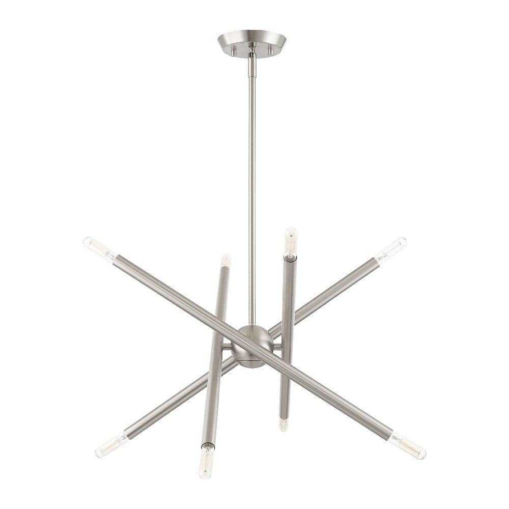 Mini Crystal 8-Light Chandelier in Brushed Nickel Finish