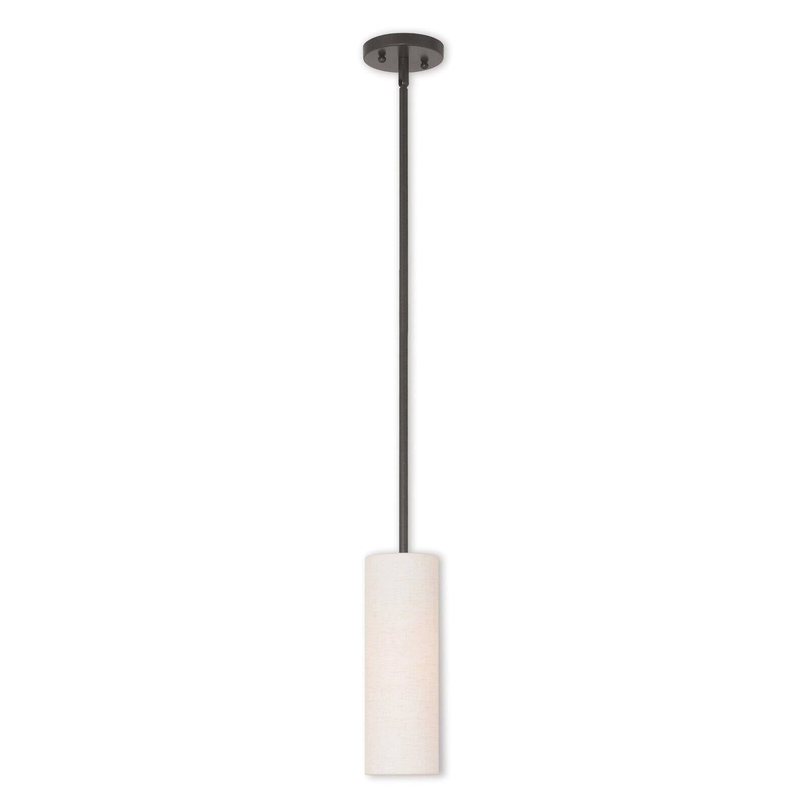 English Bronze Mini Pendant Light with Fabric Shade