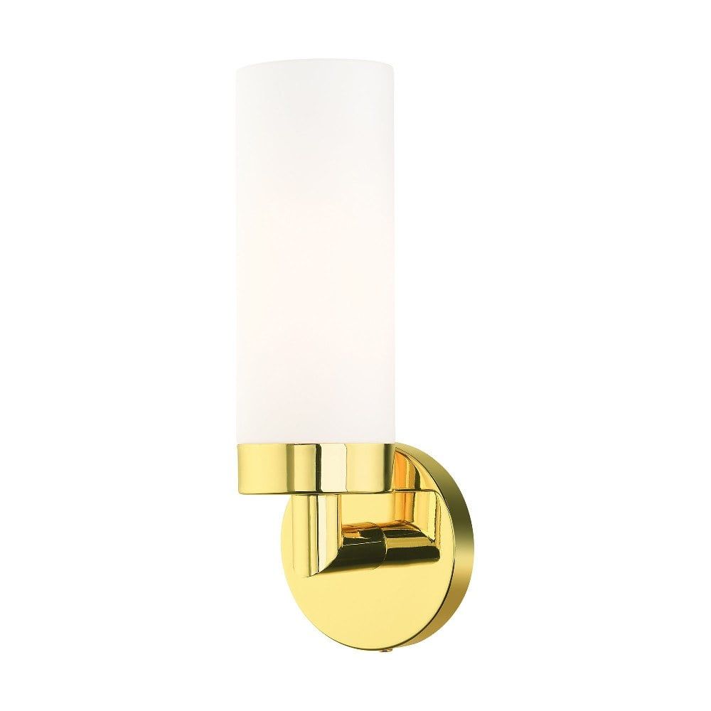 Polished Brass Single Wall Sconce with Satin Opal Glass Shade