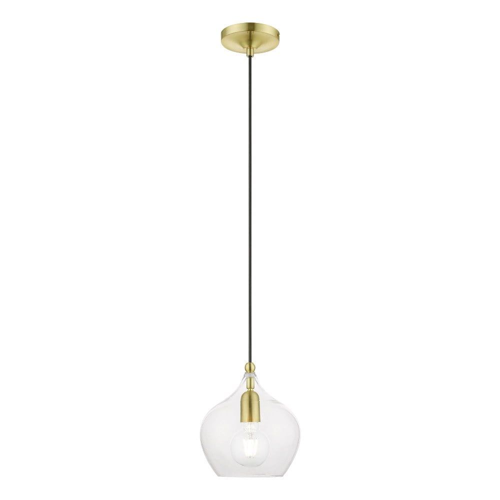 Elegant Mini Pendant Light with Clear Glass and Dual Brass Finish