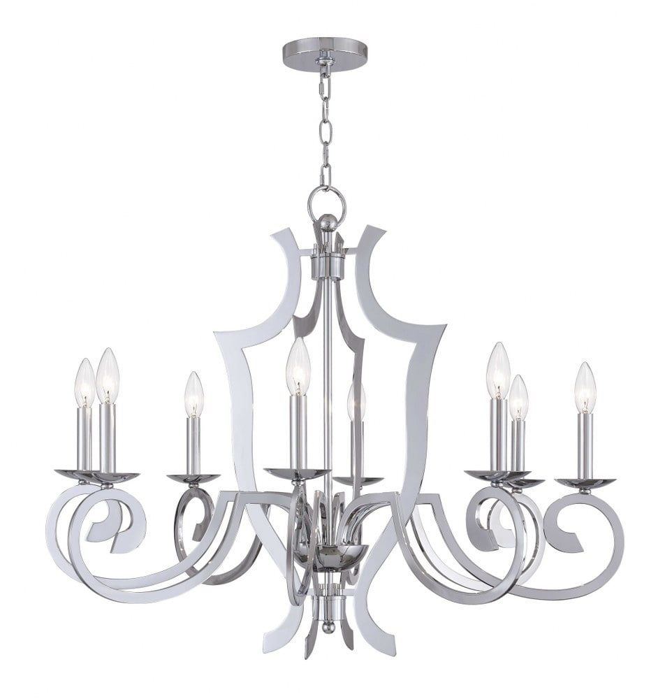 Aldrich 32.5" Polished Chrome 8-Light Candelabra Chandelier