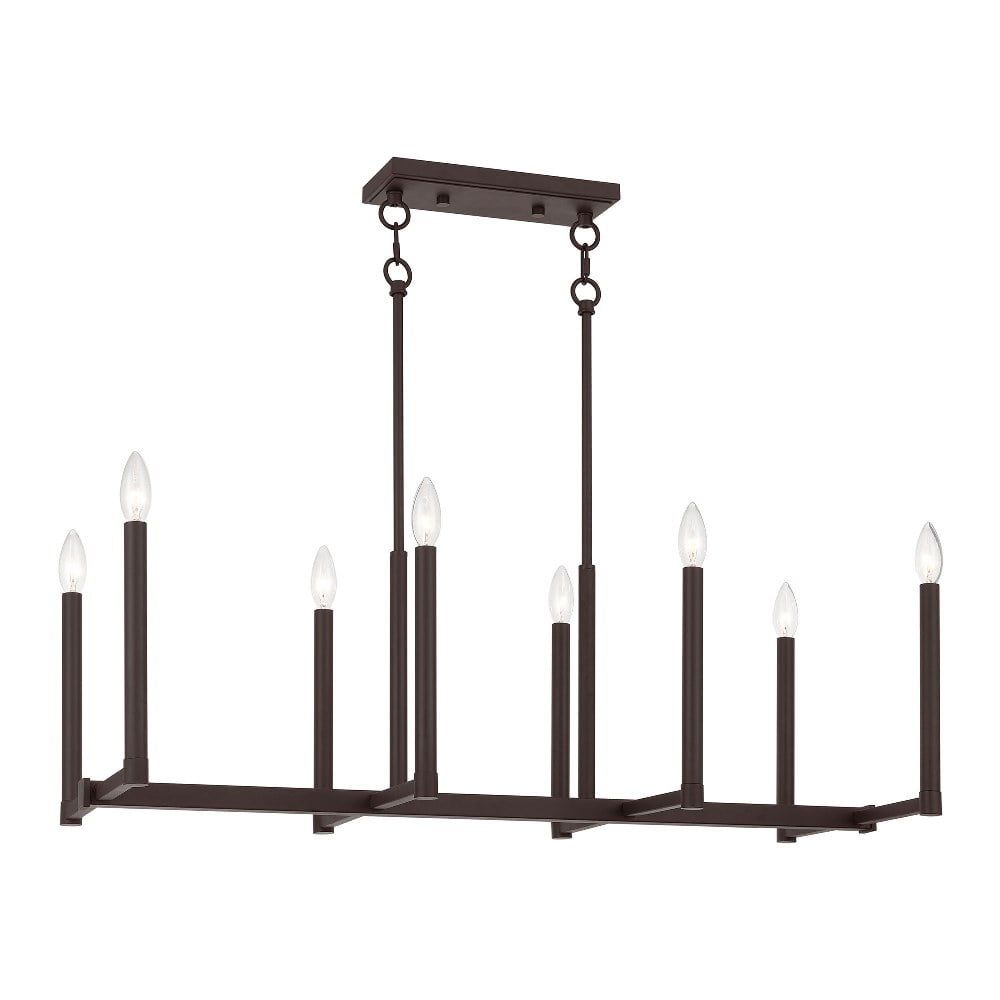 Elegant Alpine 8-Light Bronze Steel Linear Chandelier