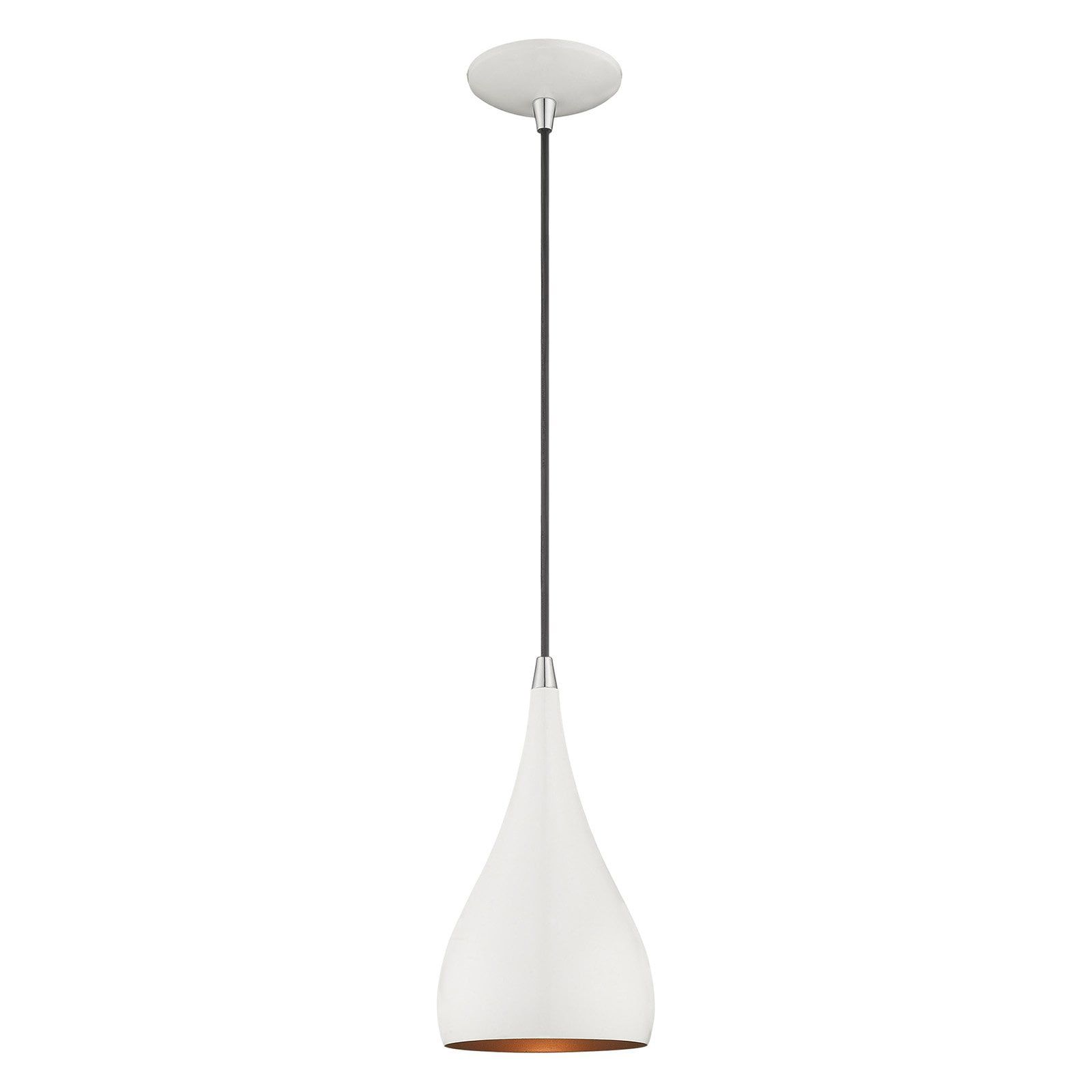 Amador Mini 1-Light Indoor/Outdoor Pendant in Shiny White and Gold