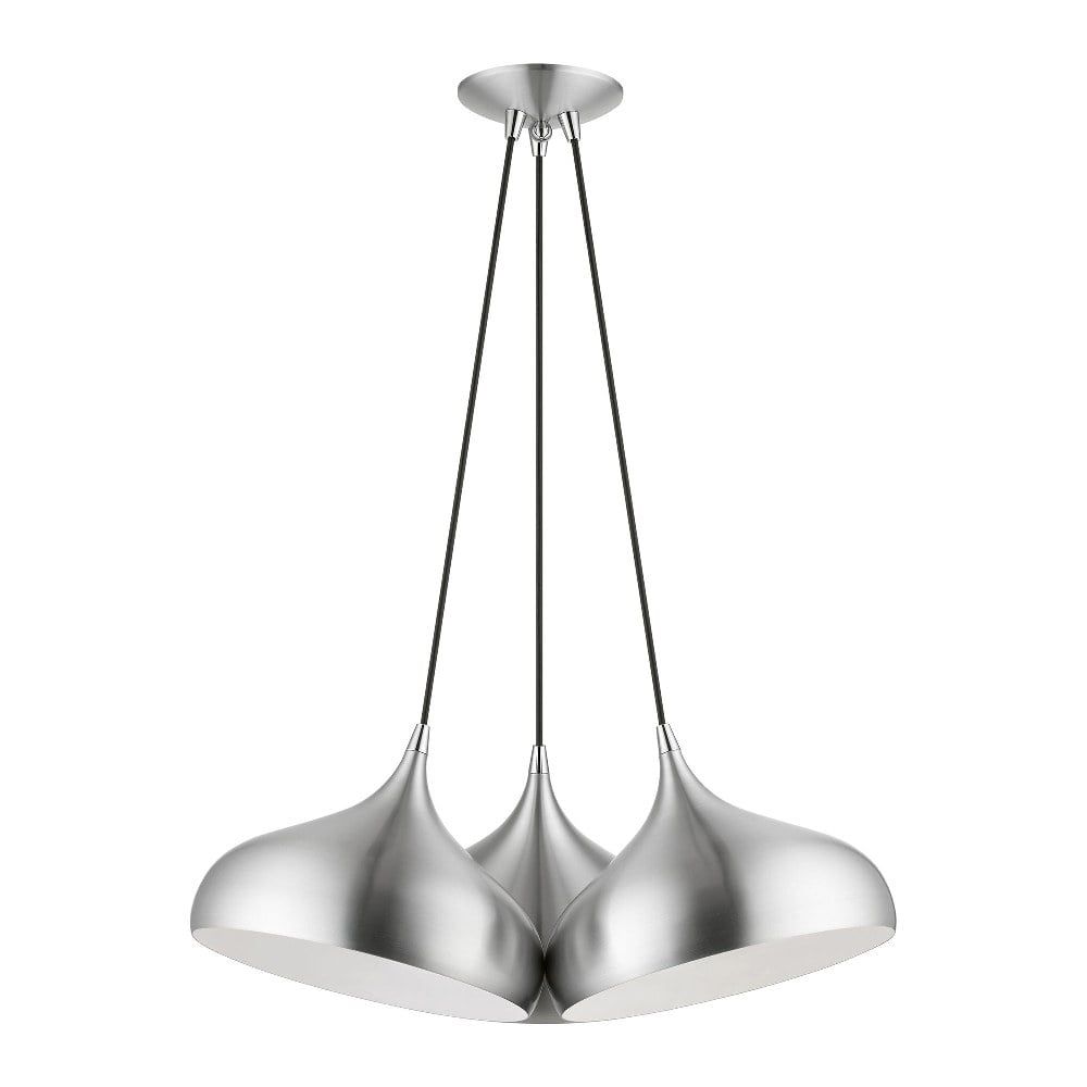 Brushed Aluminum and Chrome 3-Light Cluster Pendant