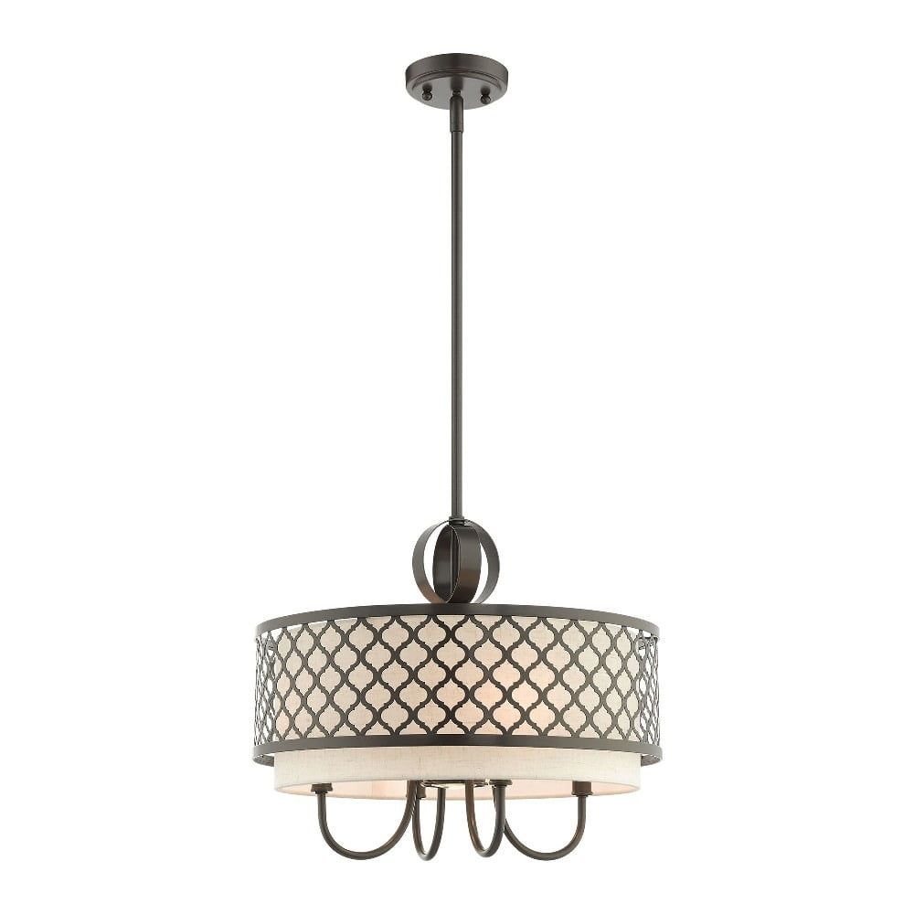 Arabesque Mini Drum 5-Light Pendant in English Bronze