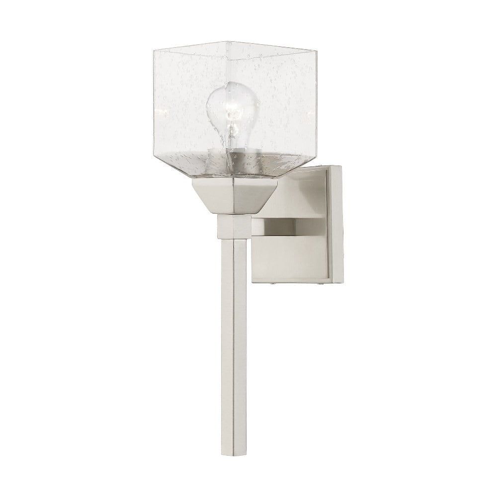 Brushed Nickel Vanity Light with Clear Seeded Glass Shade