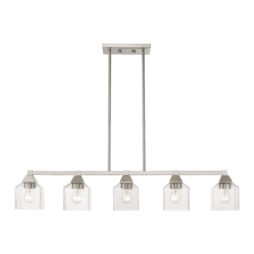 Aragon Brushed Nickel 5-Light Linear Chandelier with Clear Seeded Glass