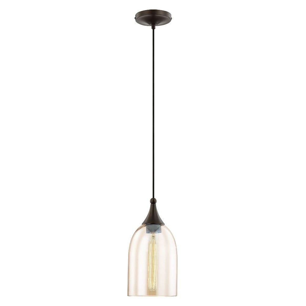 English Bronze Glass Mini Pendant Light with Dome Shade