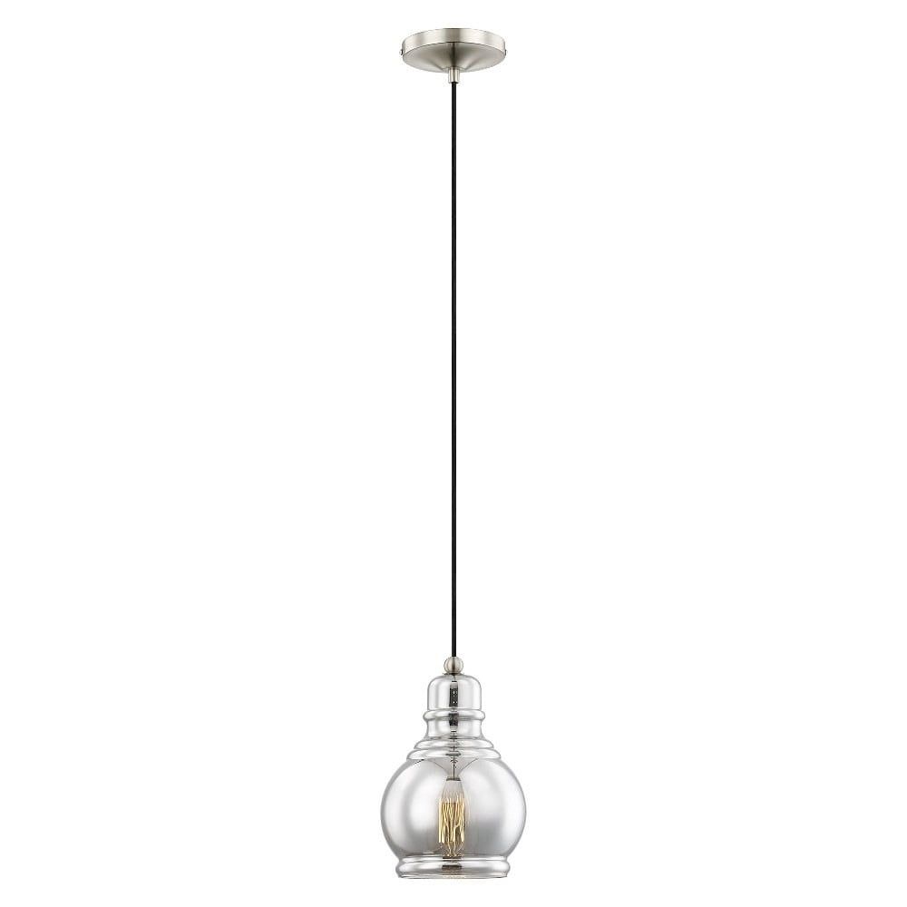 Elegant Brushed Nickel Mini-Pendant with Smoke Glass Shade