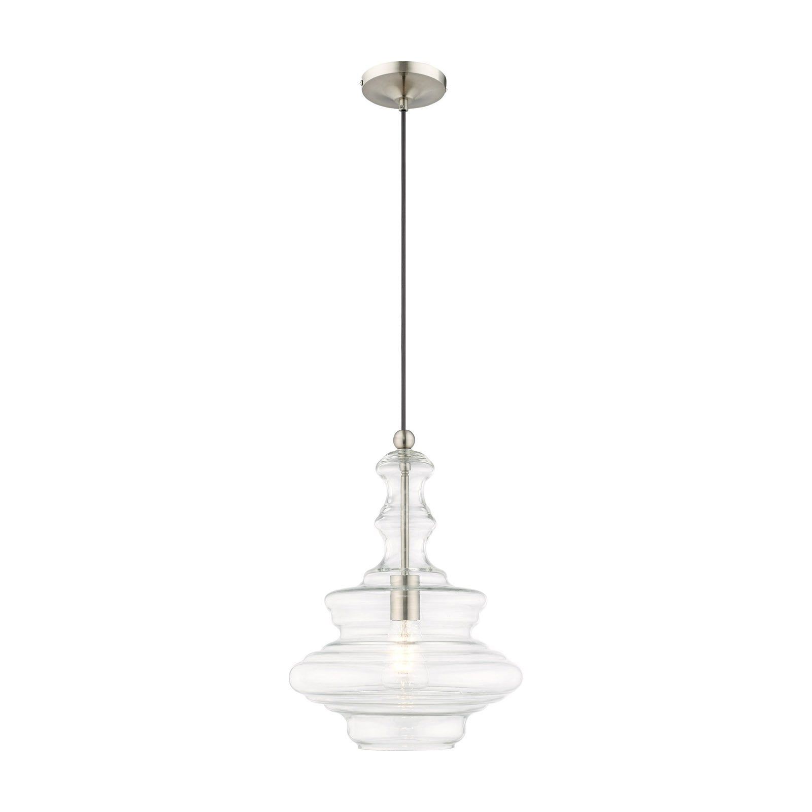 Brushed Nickel Clear Glass Mini Pendant Light