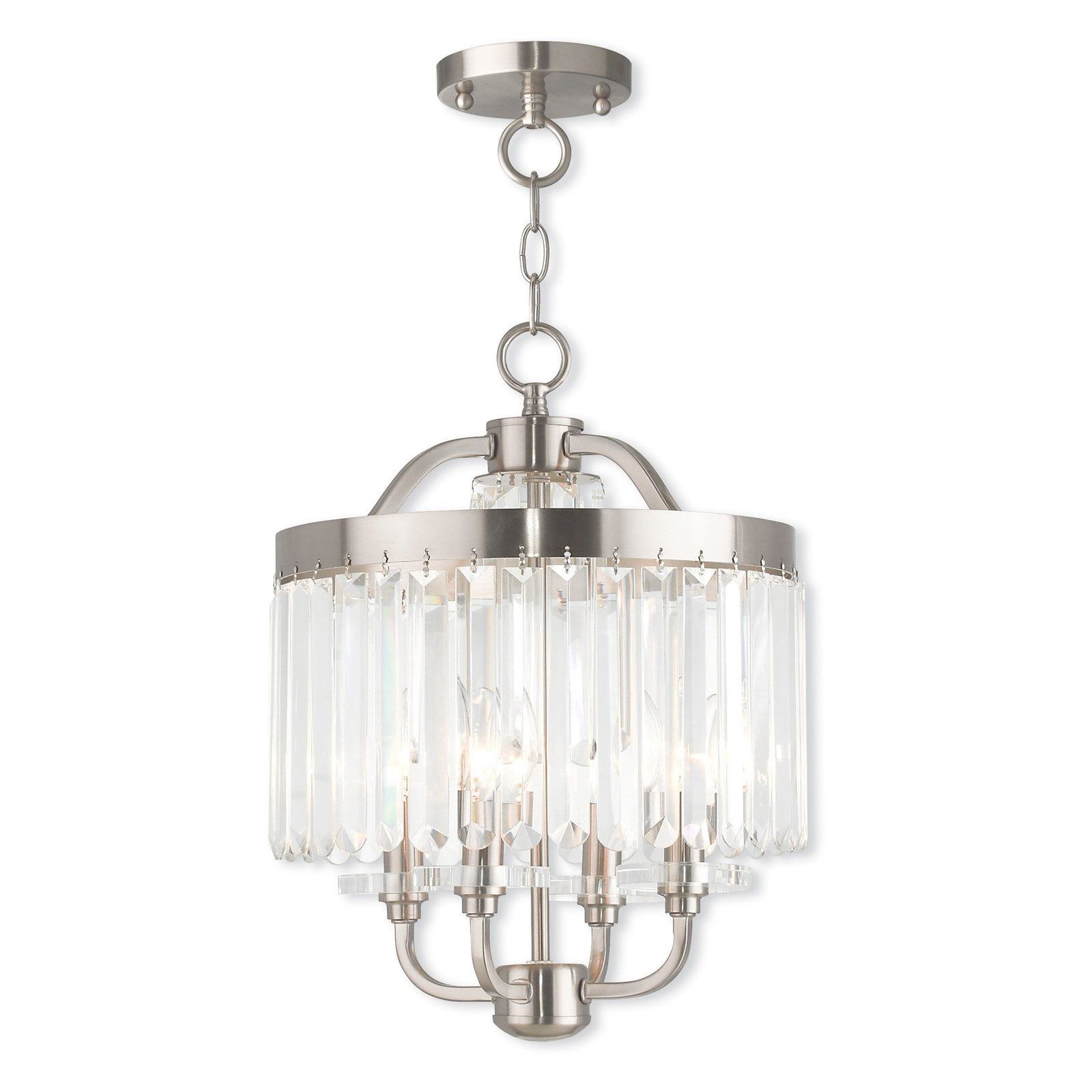 Brushed Nickel Crystal 4-Light Mini Chandelier