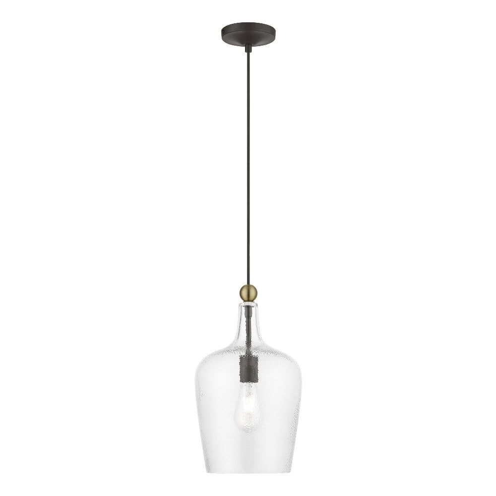 Avery Transitional Bronze Antique Brass Clear Glass Pendant Light