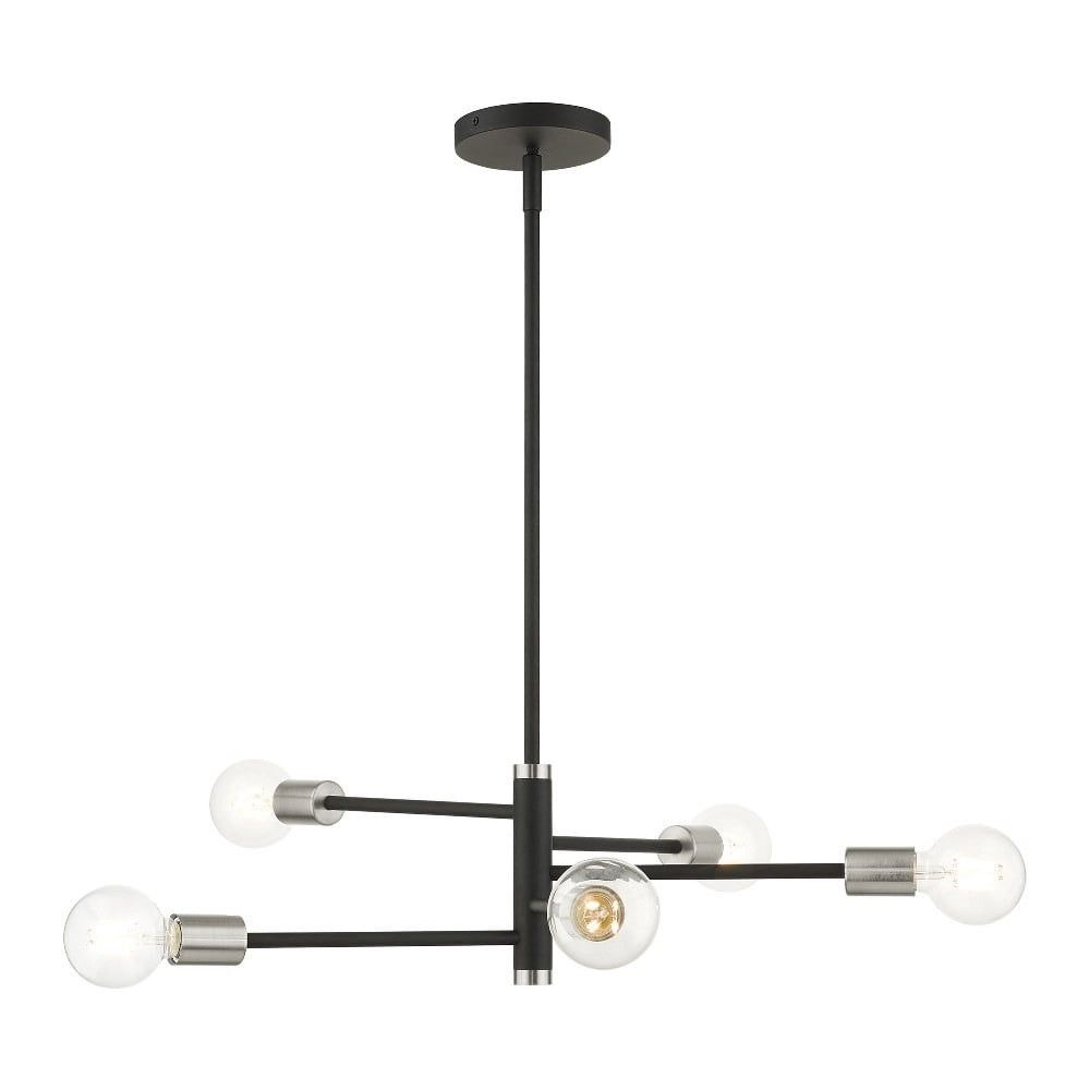 Bannister 5-Light Asymmetrical Black and Nickel Chandelier