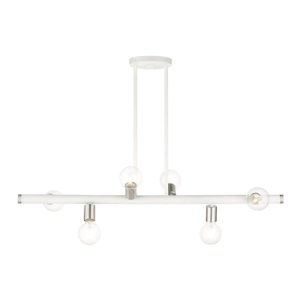 Bannister 6-Light White and Nickel Linear Chandelier