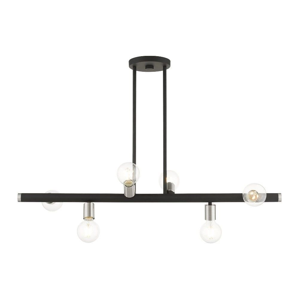 Bannister 6-Light Black and Nickel Linear Chandelier