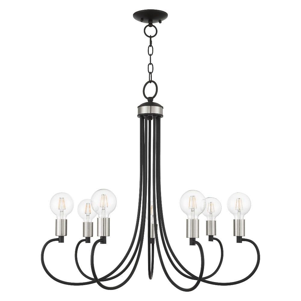 Bari Black and Crystal 7-Light Industrial Chandelier