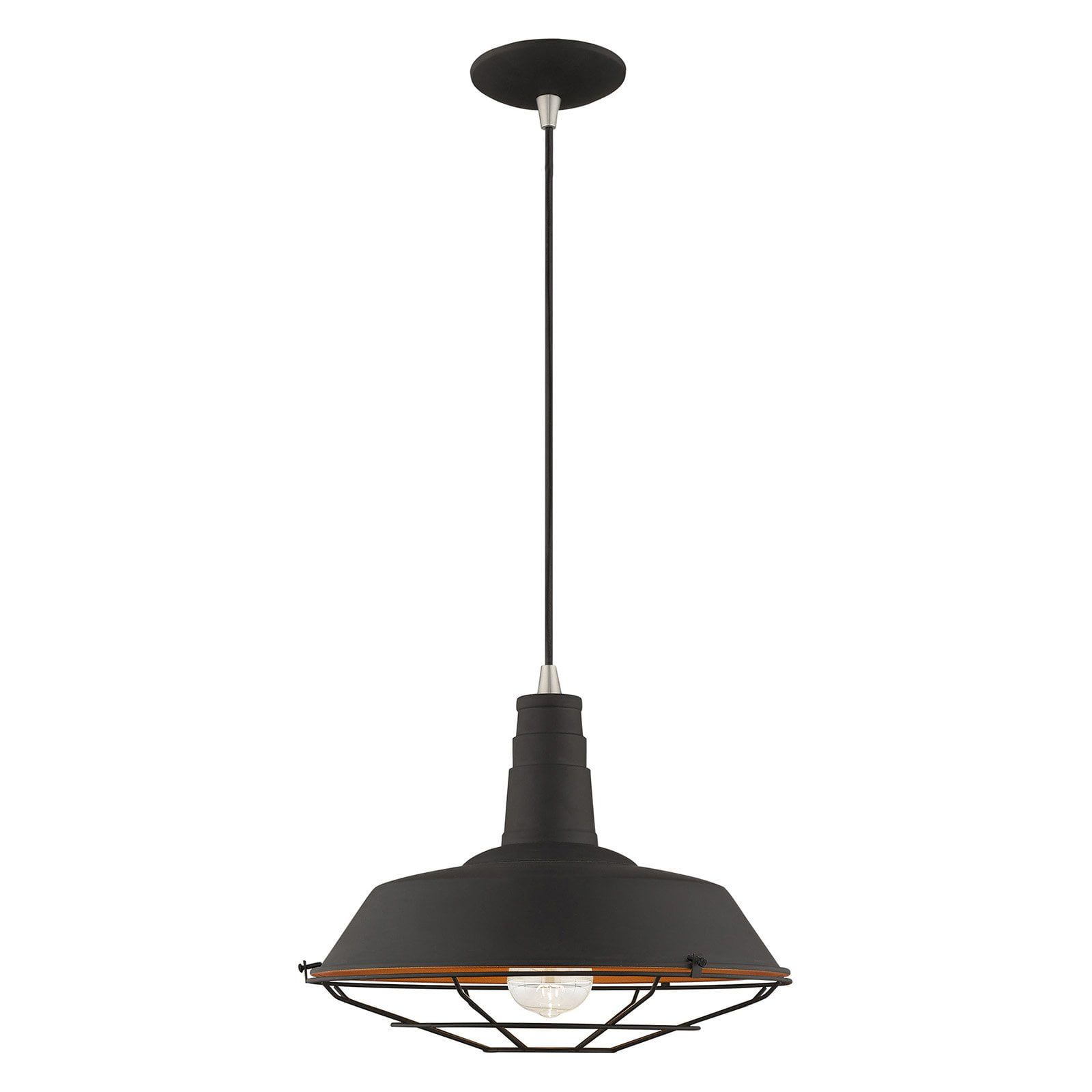 Black Aluminum Mini Pendant Light with Caged Diffuser