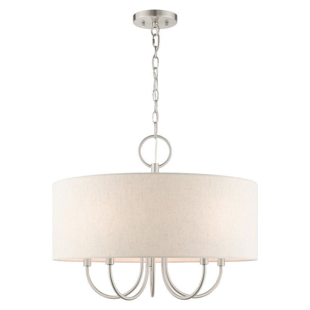 Mini Drum 5-Light Brushed Nickel Pendant Chandelier