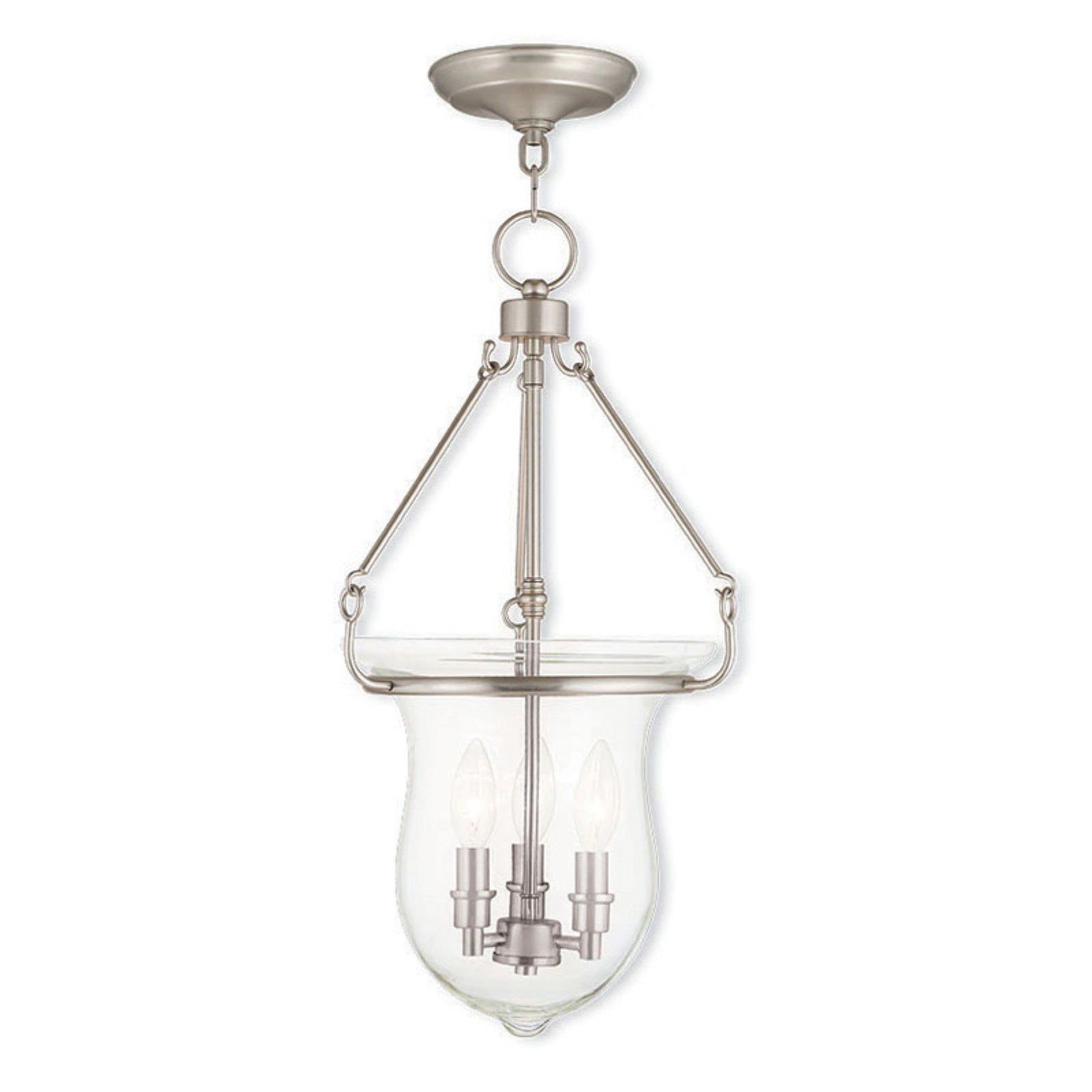 Canterbury Classic Brushed Nickel Bell Jar Lantern, 22.5"