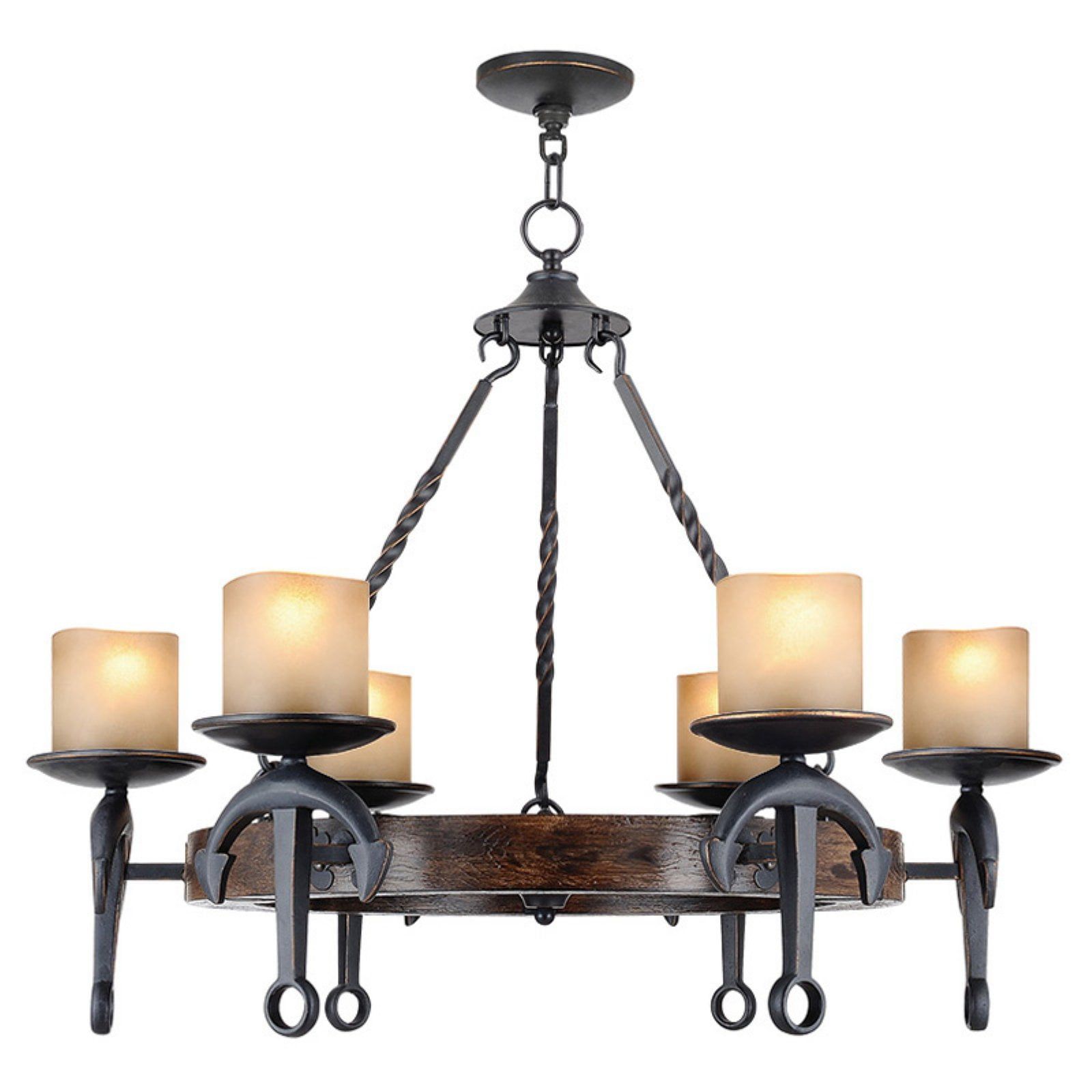 Cape May Olde Bronze 6-Light Chandelier with Satin Glass