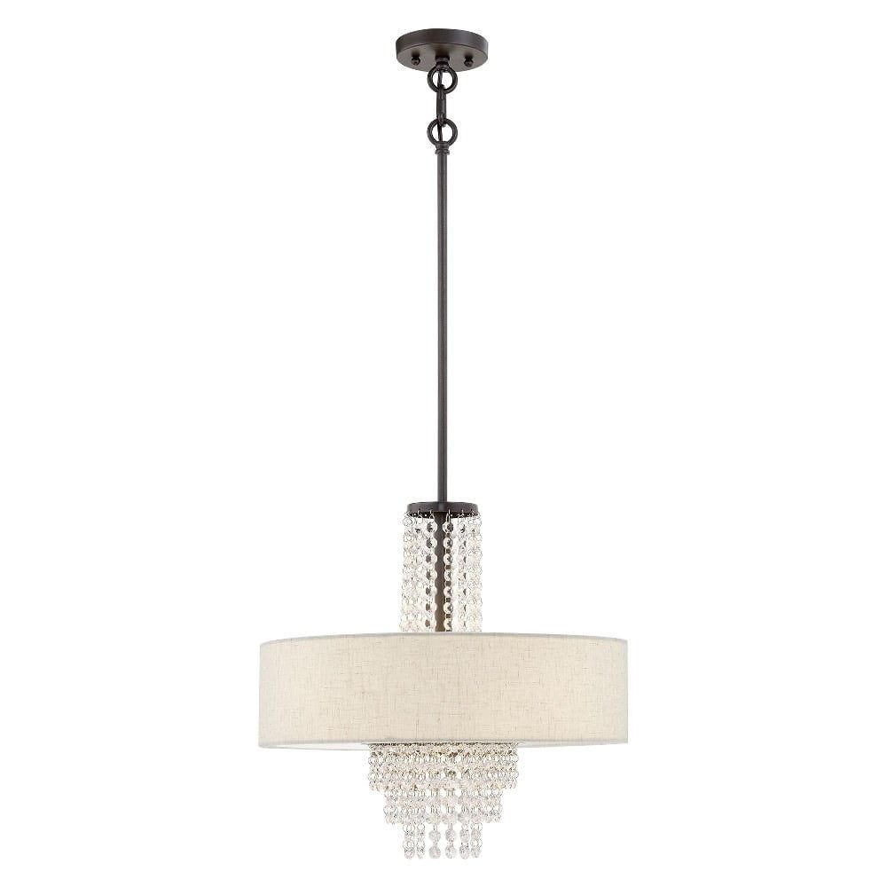 Carlisle English Bronze 4-Light Crystal Drum Pendant Chandelier