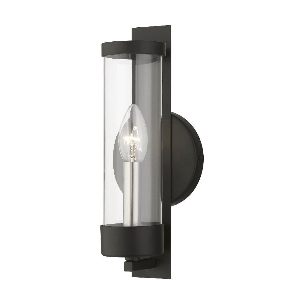 Sleek Modern Black and Brushed Nickel Dimmable Wall Sconce