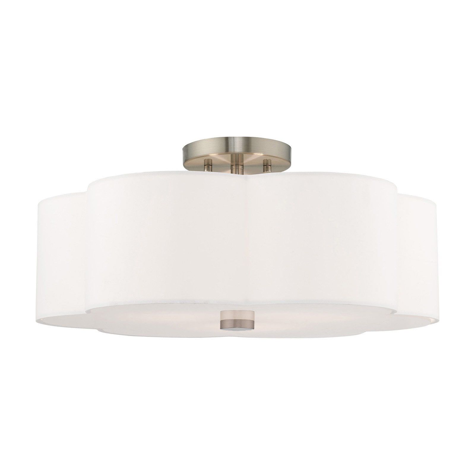 Chelsea Brushed Nickel 3-Light Flush Mount with Fabric Shade