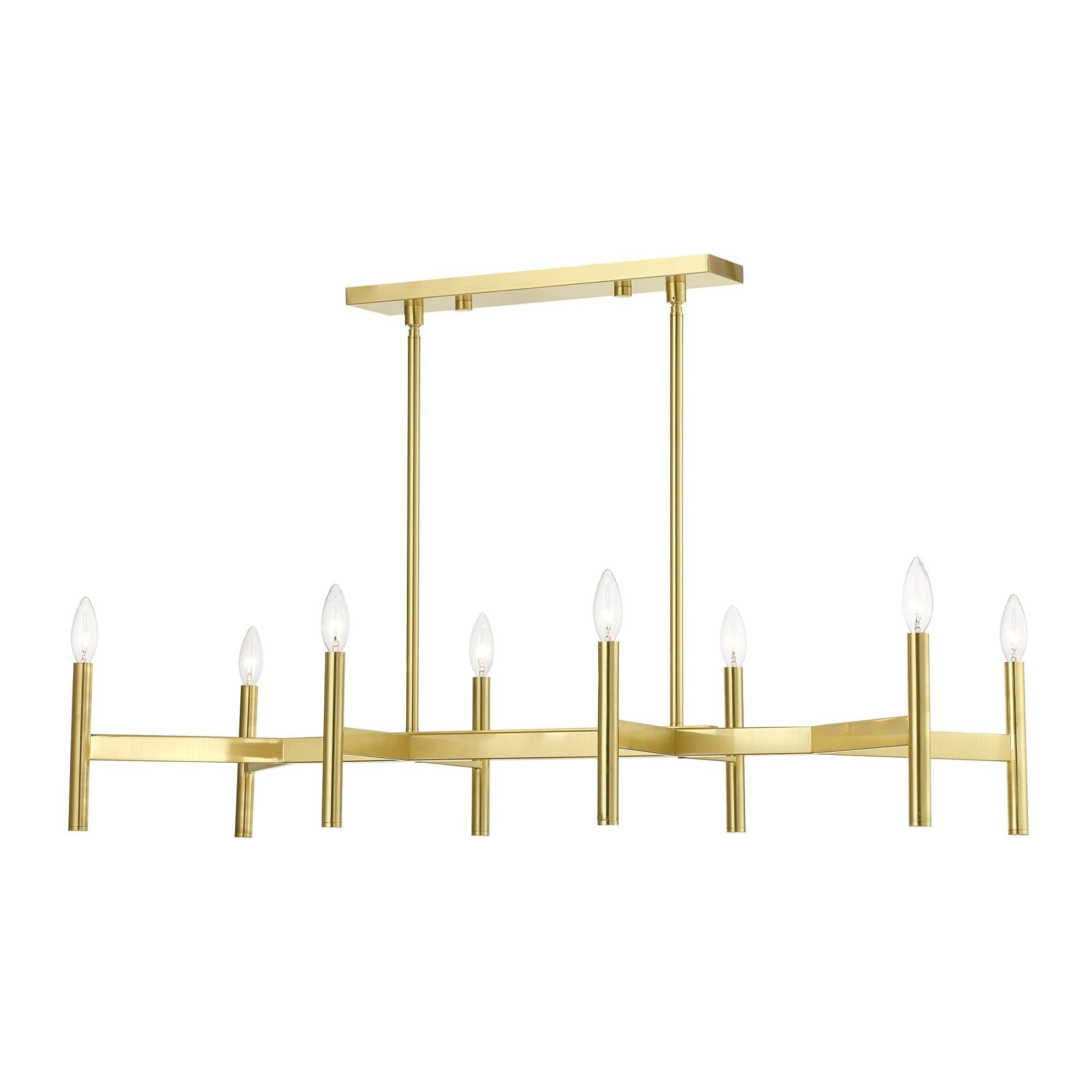 Copenhagen 8-Light Satin Brass Mid-Century Modern Linear Chandelier