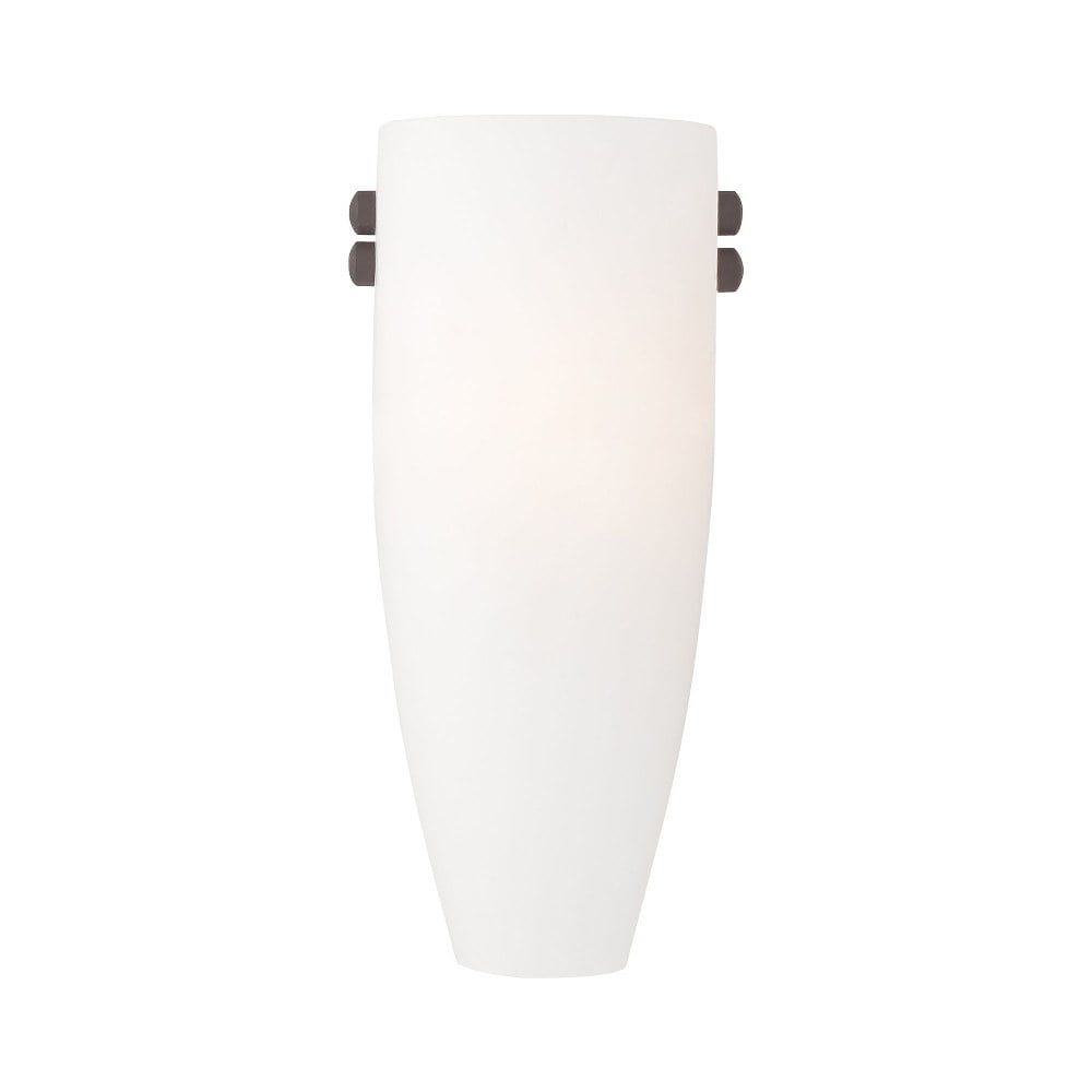 Coronado Bronze & Brushed Nickel Dimmable Wall Sconce with Satin White Glass