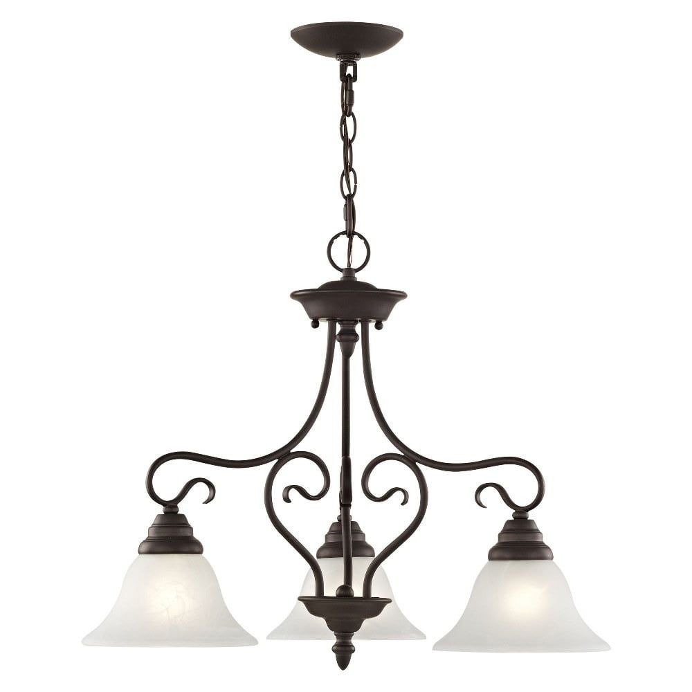 Timeless Bronze 3-Light Chandelier with White Alabaster Glass