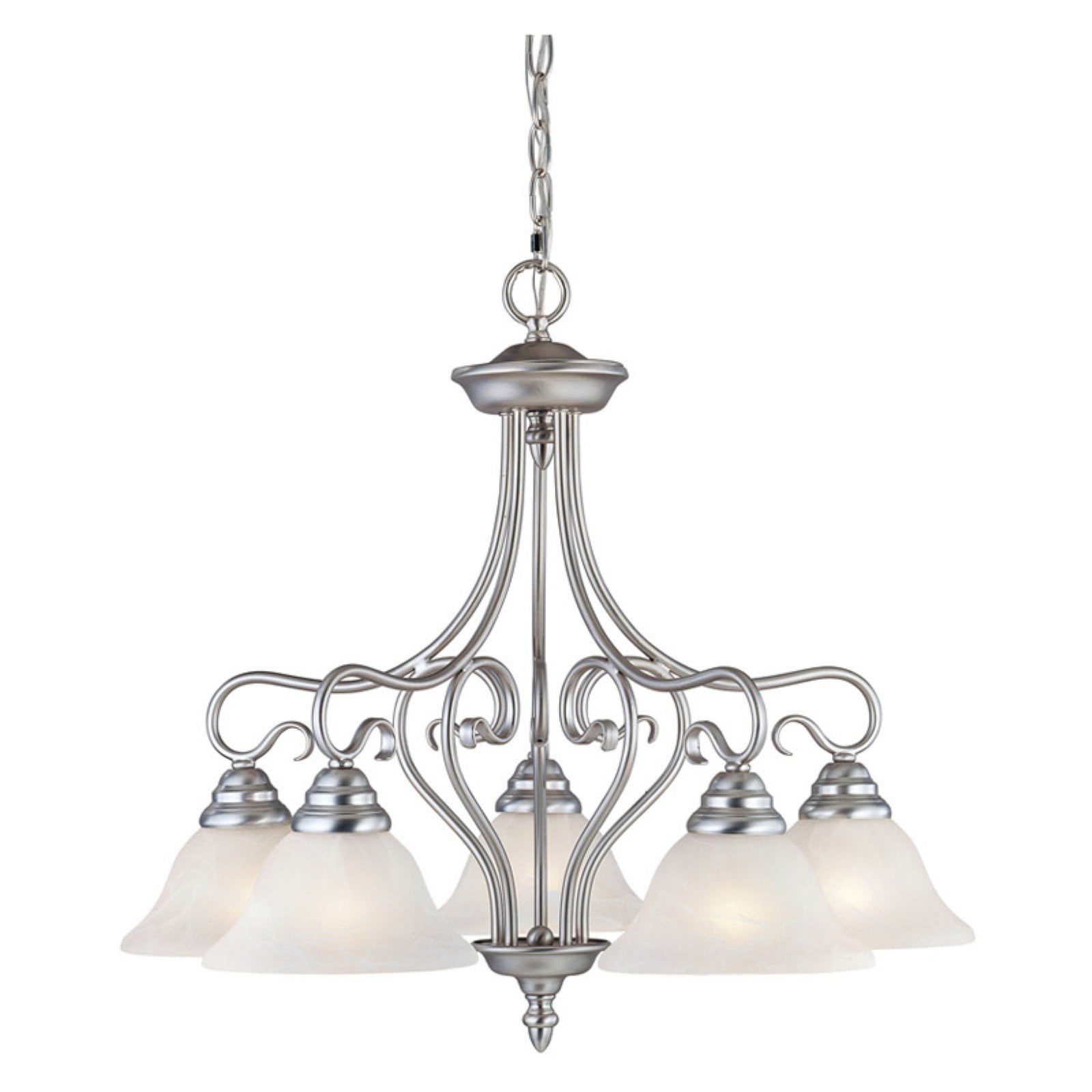 Elegant Coronado 5-Light Chandelier in Brushed Nickel with Alabaster Glass