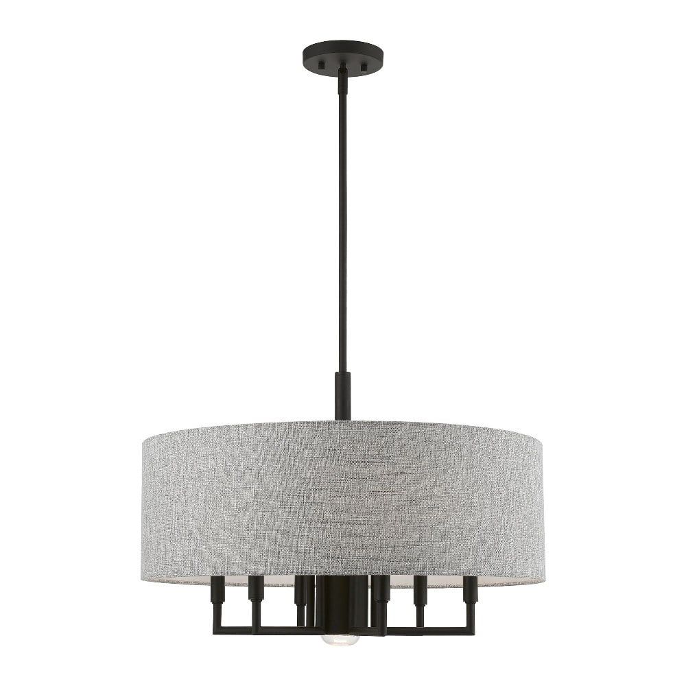 Dakota Black and Gray 7-Light Drum Pendant Chandelier