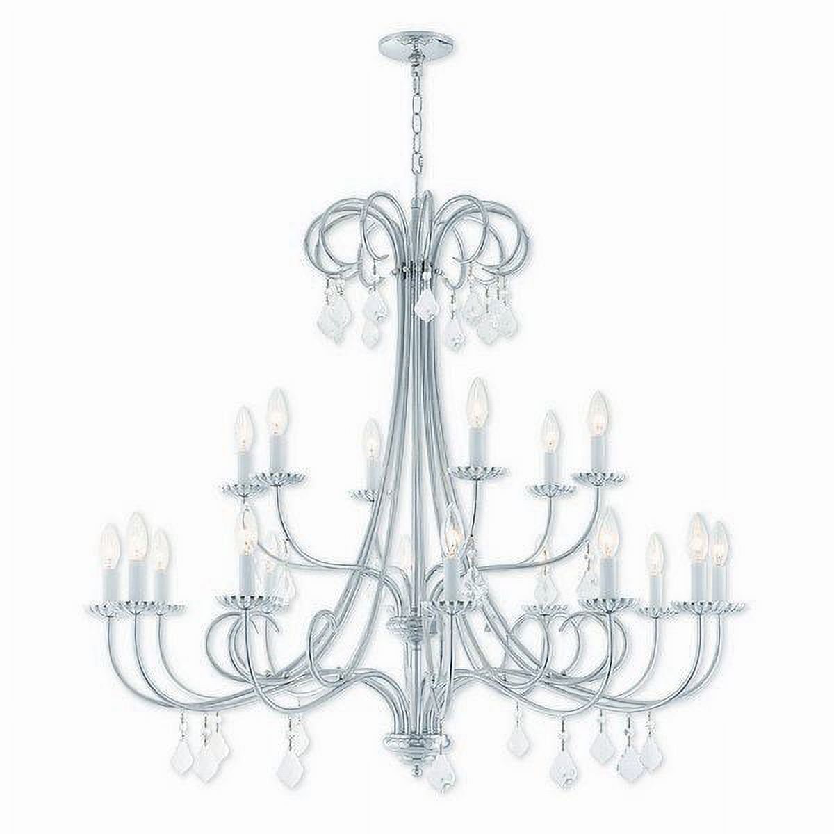 Elegant Polished Chrome & Crystal 18-Light Chandelier