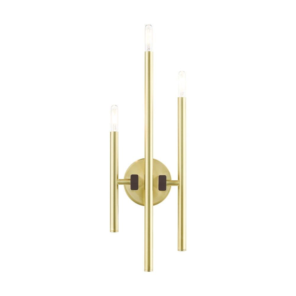 Denmark Satin Brass 3-Light Wall Sconce with Bronze Accents