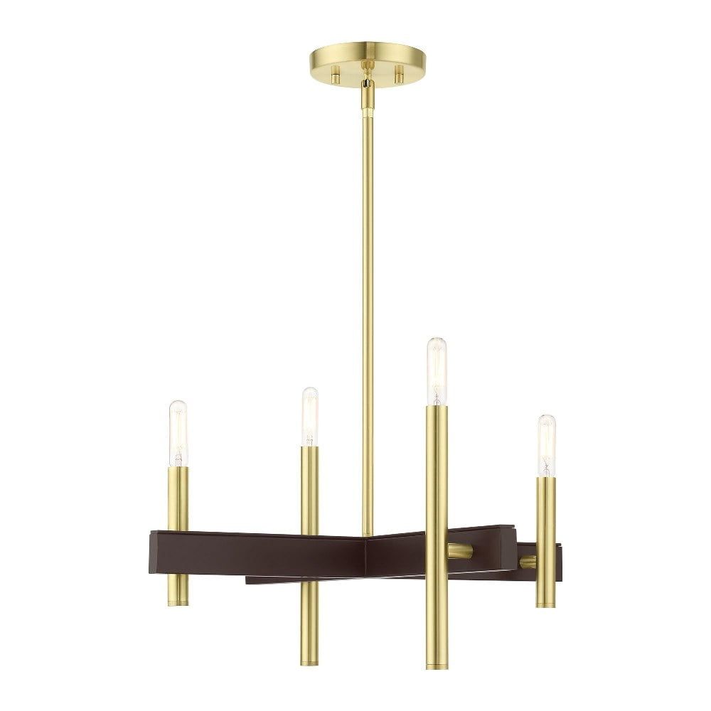 Denmark Mini 4-Light Satin Brass and Bronze Chandelier